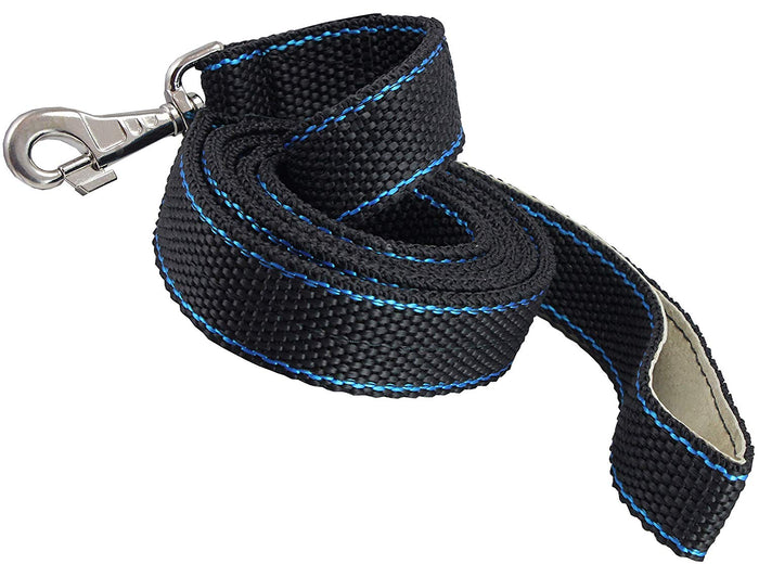 Heavy Duty Nylon Dog Leash 1.4" Wide, 6ft Length with Leather Padded Handle XLarge Great Dane, Corso