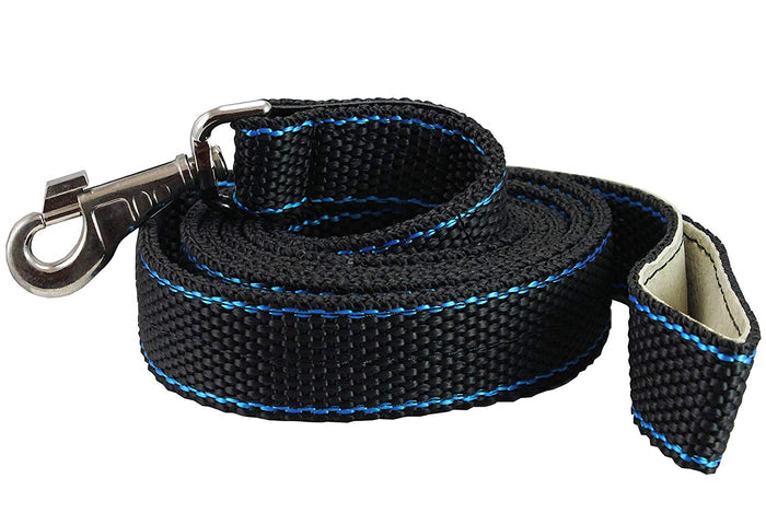 Heavy Duty Nylon Dog Leash 1.4" Wide, 6ft Length with Leather Padded Handle XLarge Great Dane, Corso