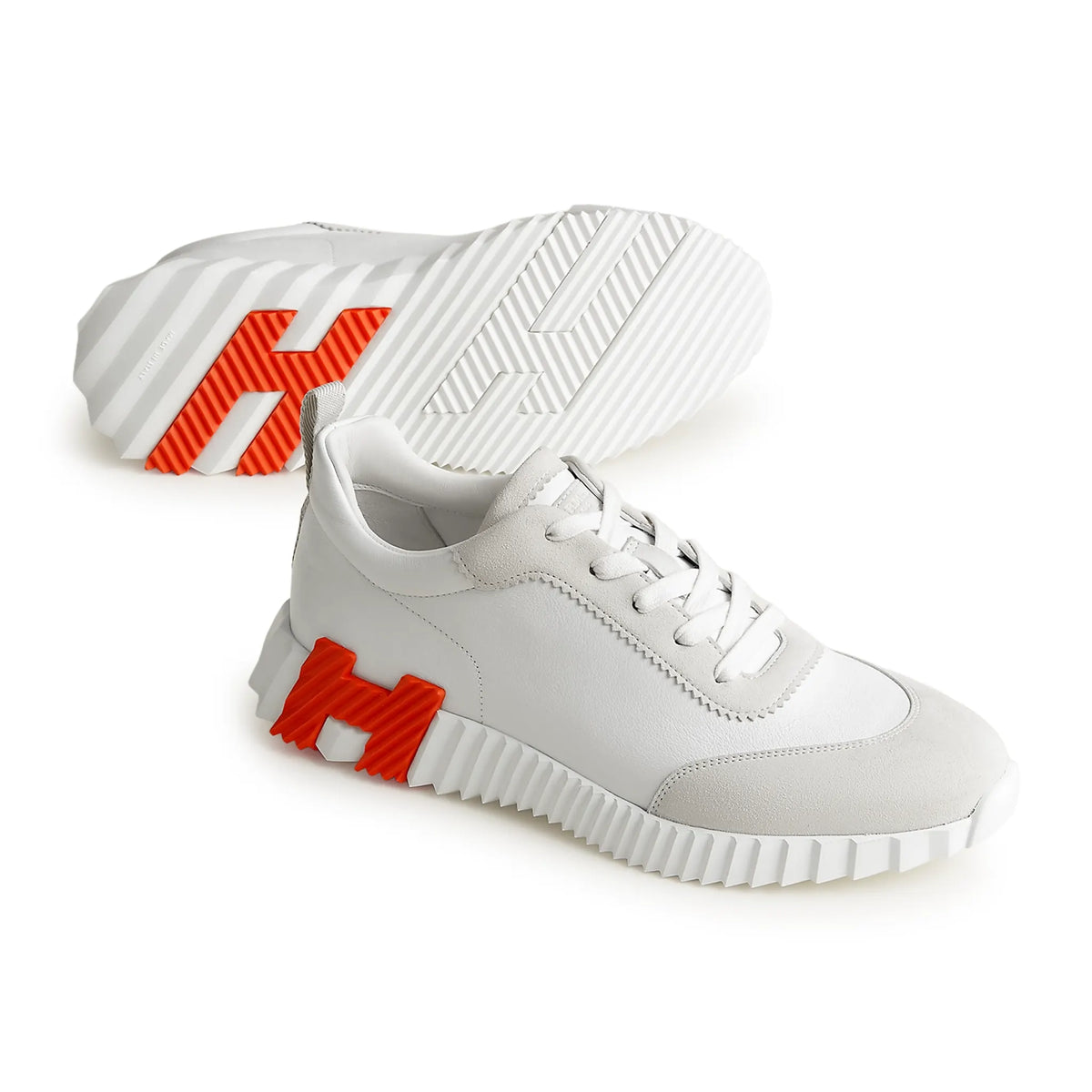 Hermès Paris Bouncing Calf Sneaker White Orange