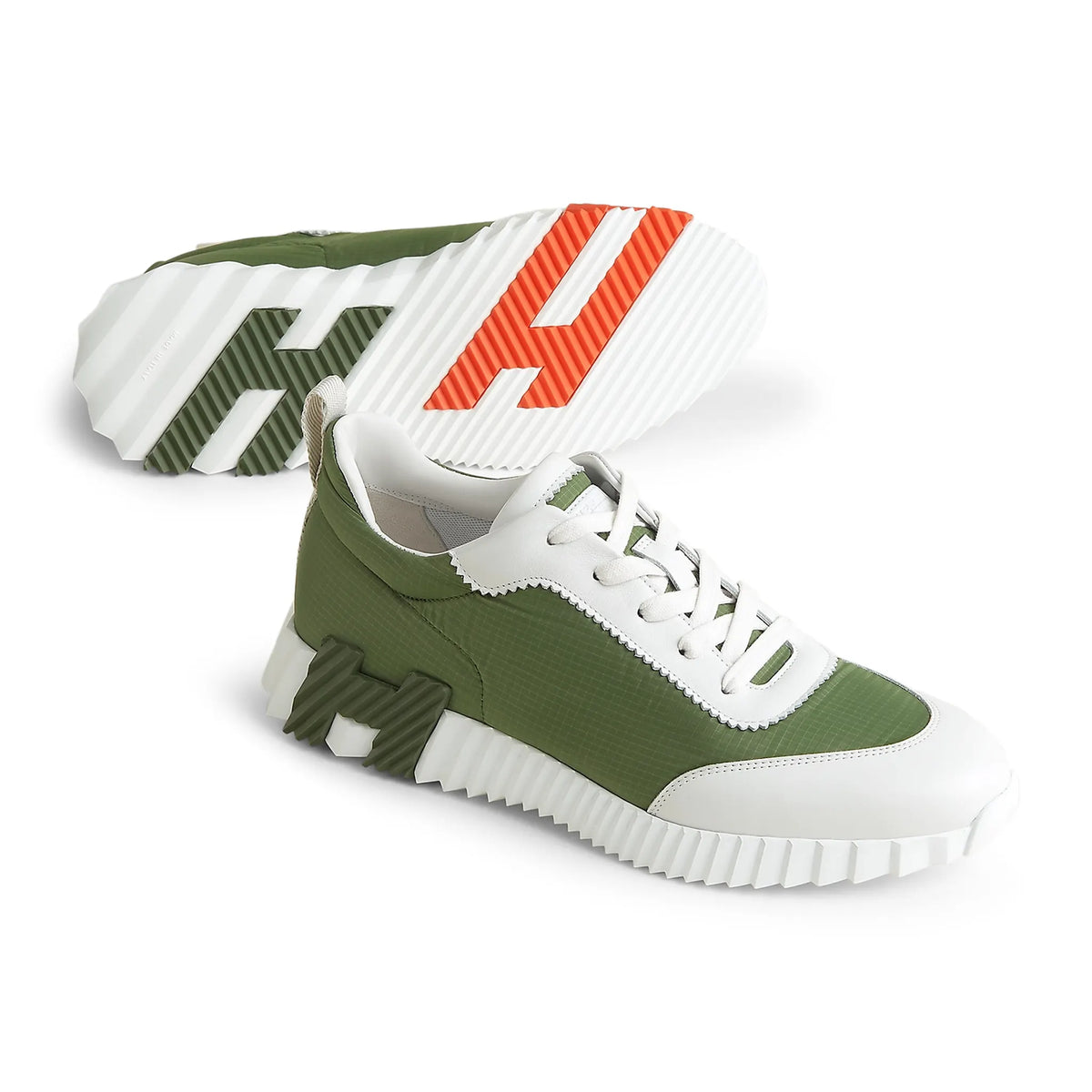 Hermès Paris Ripstop Bouncing Sneaker Matcha White