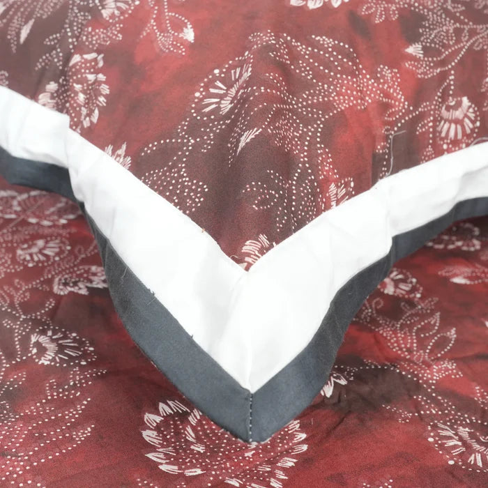 Lavish Red Veil 100% Cotton King-Size Bedsheet + 2 Pillow Covers