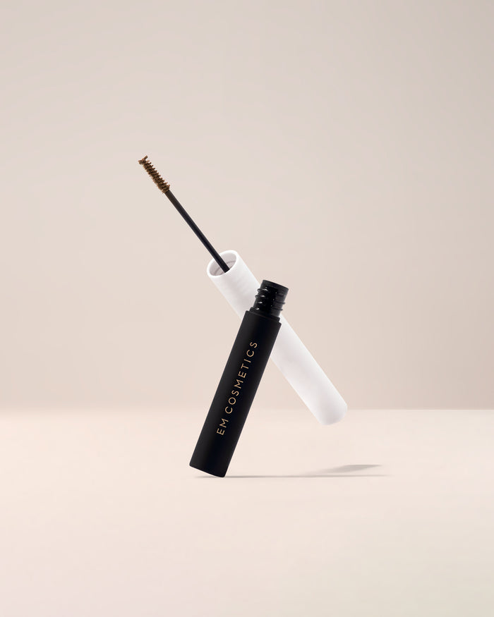 EM Cosmetics Micro-Fluff Sculpting Brow Cream in Classic Brunette, a rich brown for creating full, fluffy, defined brows.