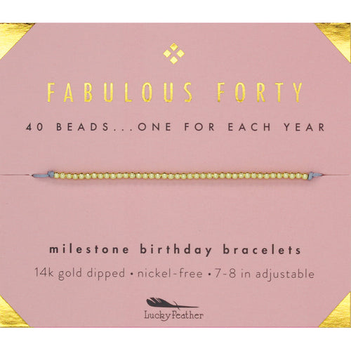 A 'Fabulous Forty' milestone birthday bracelet with 40 gold beads.