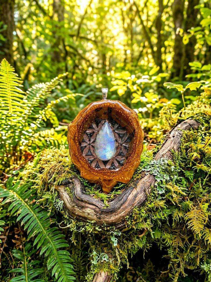 Moonstone and Shungite Pendant
