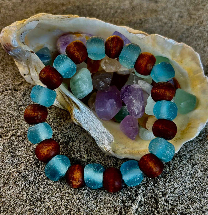 Ocean Drift Recycled Sea Glass Bracelet - Smokin Resin Company