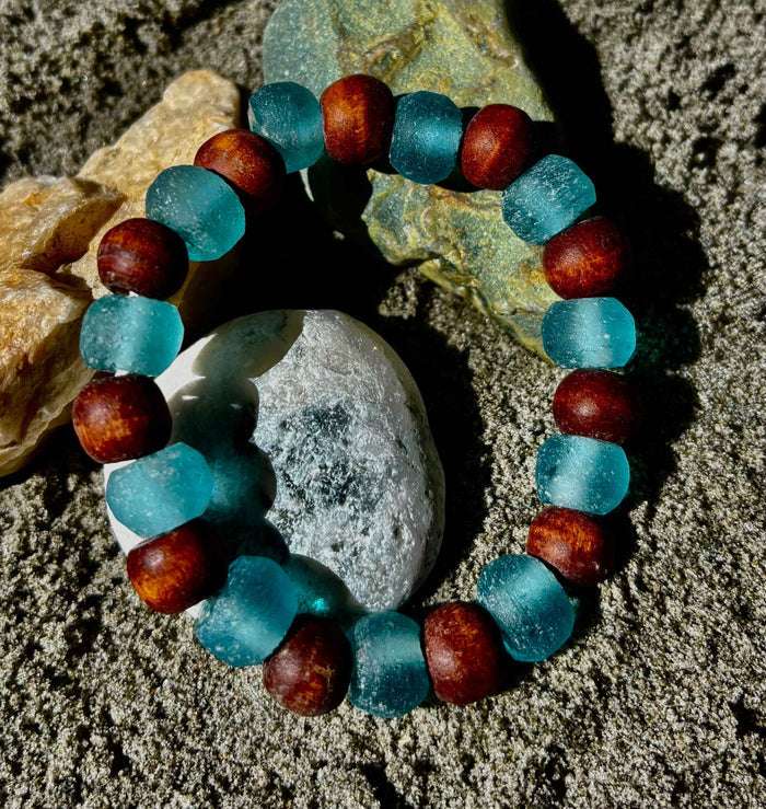 Ocean Drift Recycled Sea Glass Bracelet - Smokin Resin Company