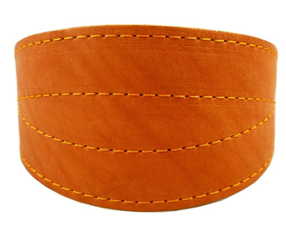 Orange Real Leather Tapered Extra Wide Greyhound  Dog Collar 2.75" Wide Fits 12"-16" Neck Medium