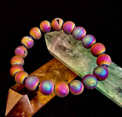 Peacock Rainbow Druzy Agate Bracelet