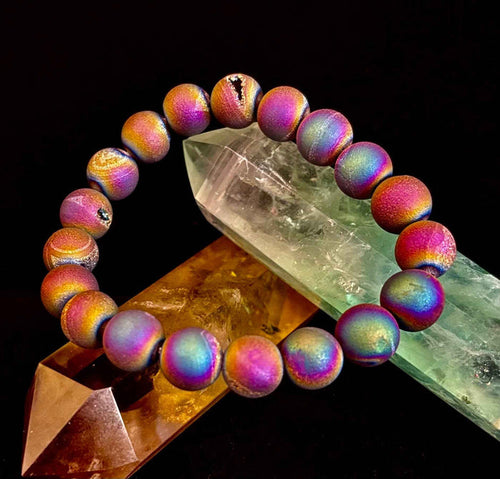 Peacock Rainbow Druzy Agate Bracelet