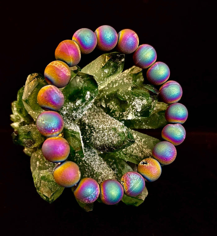 Peacock Rainbow Druzy Agate Bracelet - Smokin Resin Company