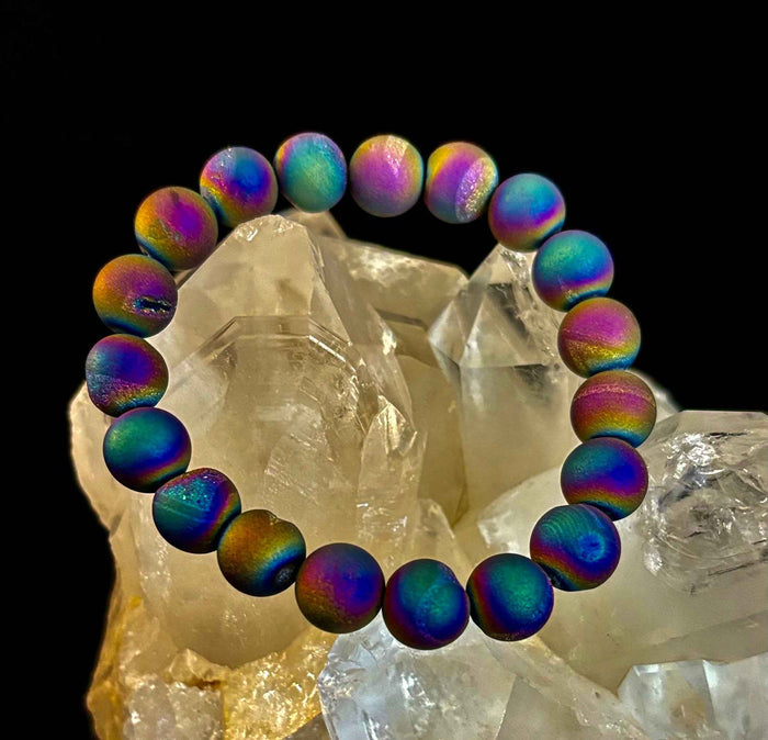 Peacock Rainbow Druzy Agate Bracelet