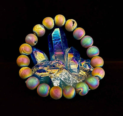 Peacock Rainbow Druzy Agate Bracelet