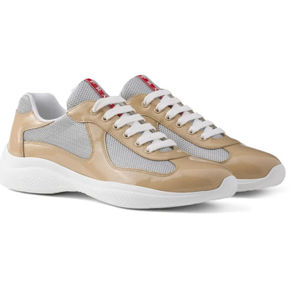 Prada Americas Cup Logo Patch Patent Beige Sneaker