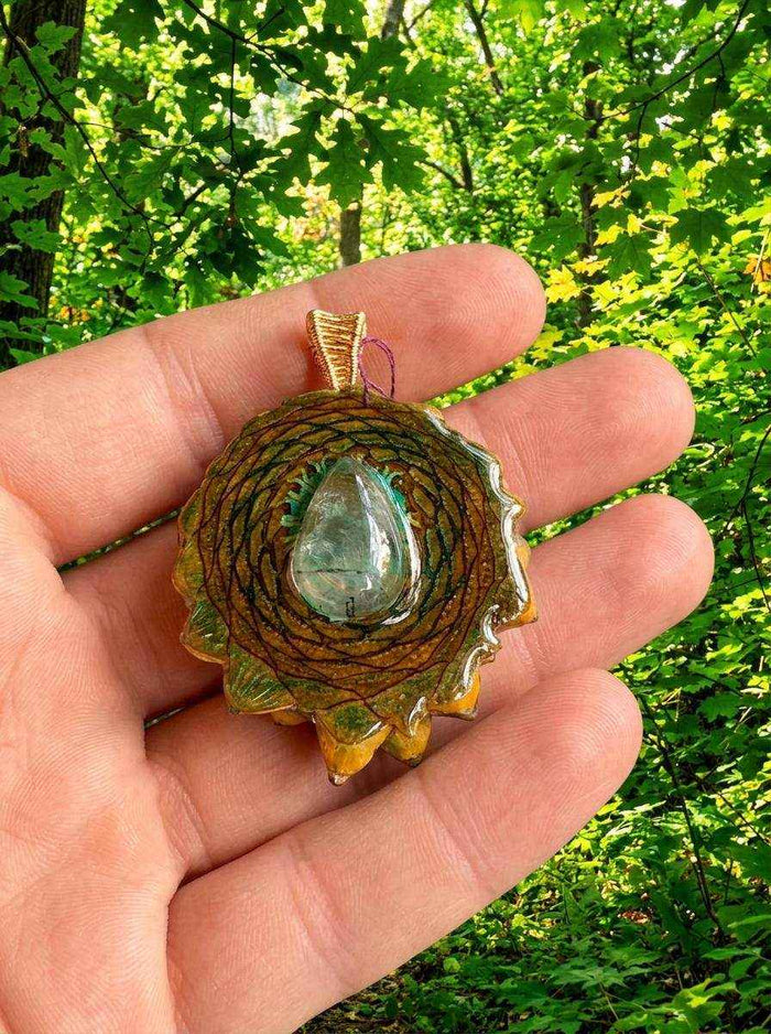 Prehnite Pinecone Pendant - Nature-Inspired Elegance