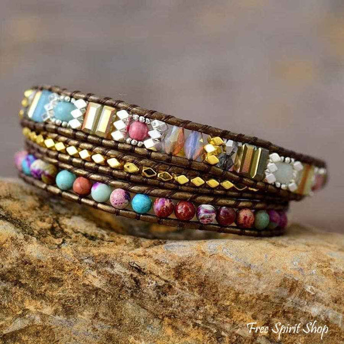 Purple Jasper Bronze Wrap Bracelet
