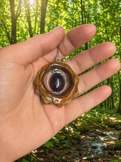 Rainbow Obsidian Pendant - Handmade  Nature-Inspired  Pinecone Jewelry