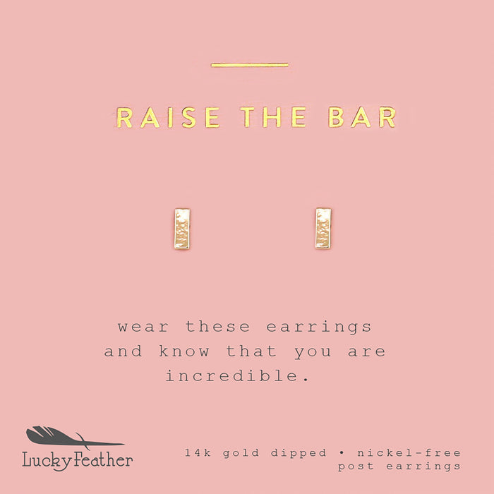 Promotional image for Lucky Feather 14k gold-dipped, nickel-free post earrings.