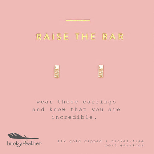 Promotional image for Lucky Feather 14k gold-dipped, nickel-free post earrings.