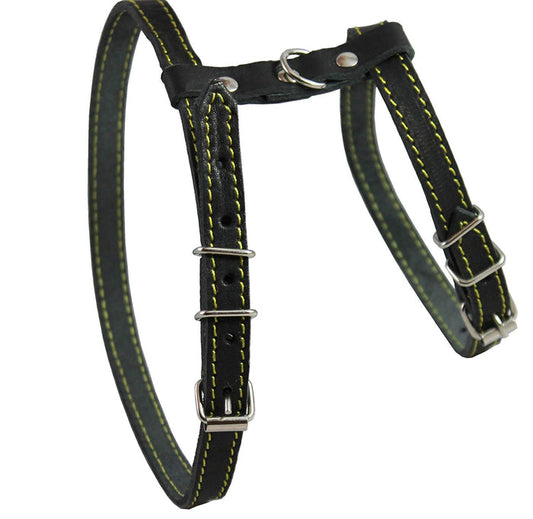 Real Leather Feline Harness, 16"-18.5" Chest, 1/2" Wide, Medium to Large Cats