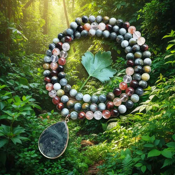 Red Tiger Eye Fire Quartz Mala Necklace