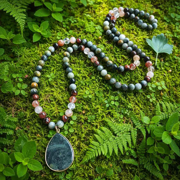 Red Tiger Eye Fire Quartz Mala Necklace