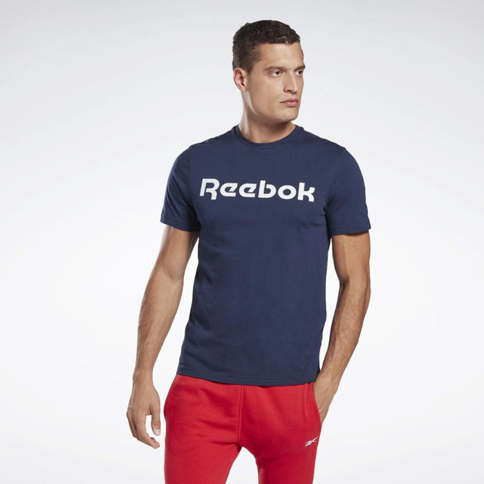 Reebok Apparel Men Graphic Series Linear Logo T-Shirt VECNAV/WHITE