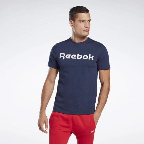 Reebok Apparel Men Graphic Series Linear Logo T-Shirt VECNAV/WHITE