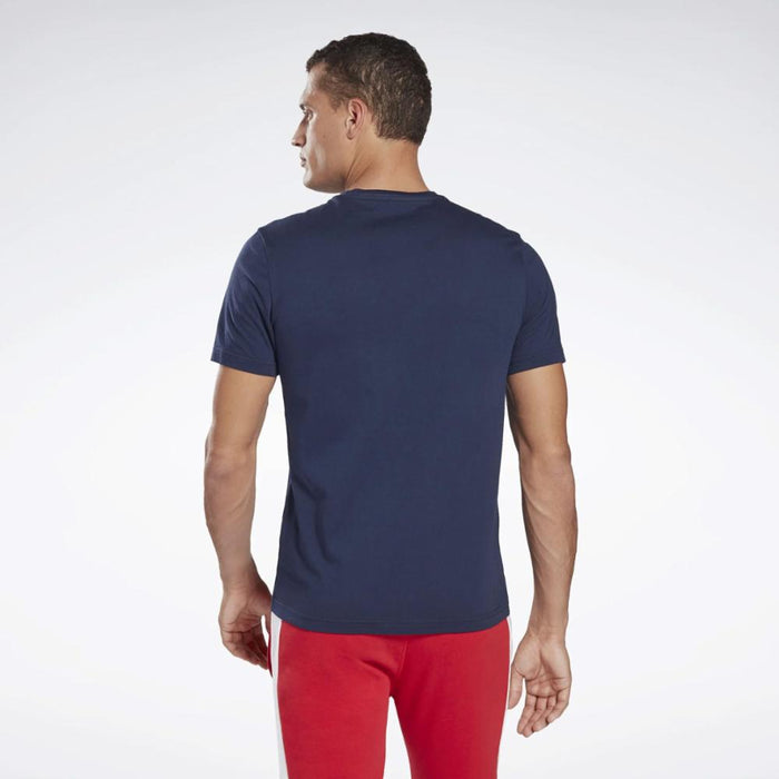 Reebok Apparel Men Graphic Series Linear Logo T-Shirt VECNAV/WHITE