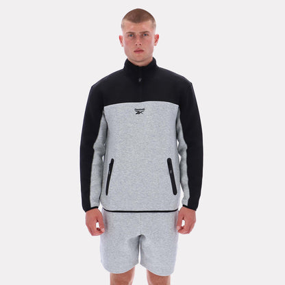 Reebok Apparel Men Studio Half-Zip Fleece GREY MARL/BLACK