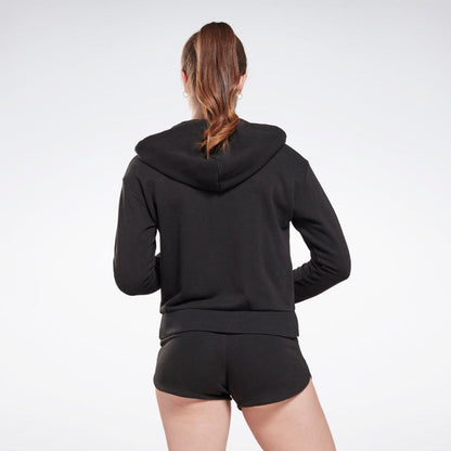 Reebok Apparel Women Reebok Identity Small Logo French Terry Zip-Up Hoodie BLACK