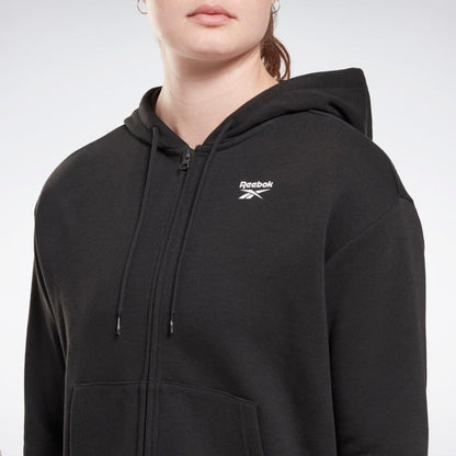 Reebok Apparel Women Reebok Identity Small Logo French Terry Zip-Up Hoodie BLACK