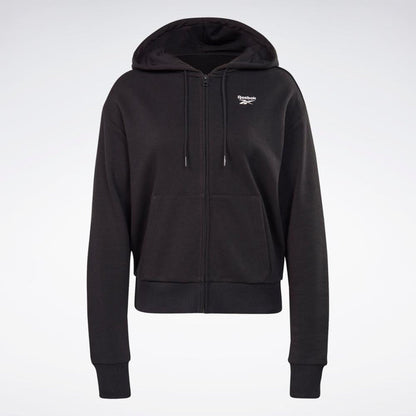 Reebok Apparel Women Reebok Identity Small Logo French Terry Zip-Up Hoodie BLACK