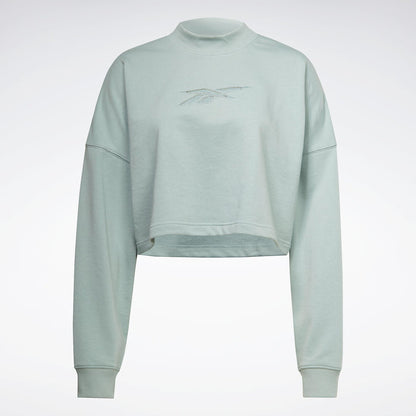 Reebok Apparel Women Studio Vector Knit Crew Sweatshirt SEAGRY