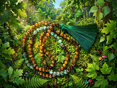 Tiger Eye Turquoise Mala Necklace
