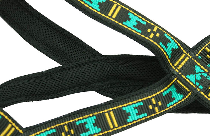 Weight Pulling Sledding Dog Harness X-back Style Black/Green EXLarge, 27.5" Neck Circumference