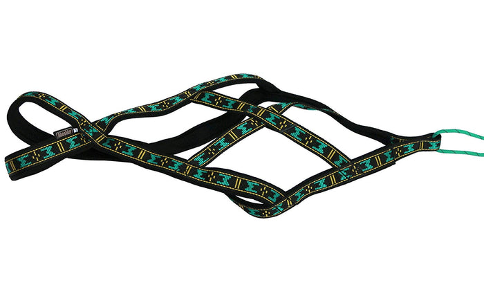 Weight Pulling Sledding Dog Harness X-back Style Black/Green XLarge, 22.5" Neck Circumference