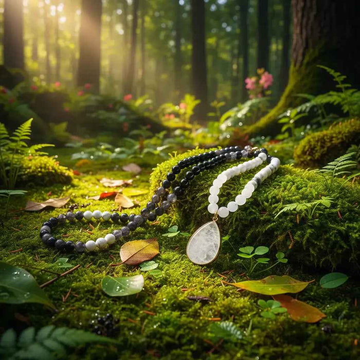 White Howlite Onyx Quartz Mala Necklace